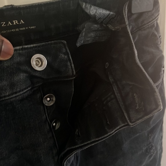 Zara Black Slim ripped jeans with button zipper - Picture 5 of 5